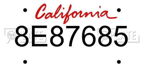 8E87685 California License Plate