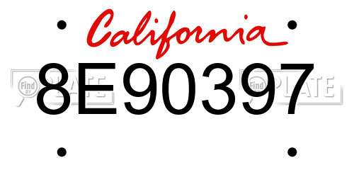 8E90397 California License Plate
