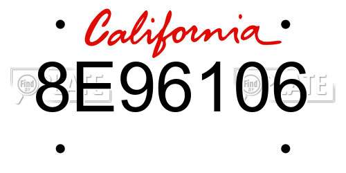 8E96106 California License Plate