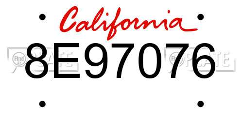 8E97076 California License Plate