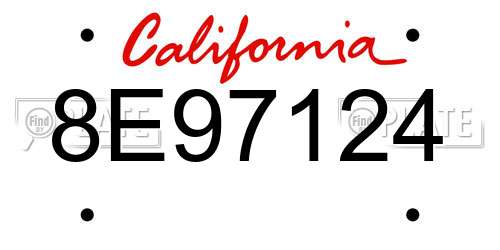 8E97124 California License Plate