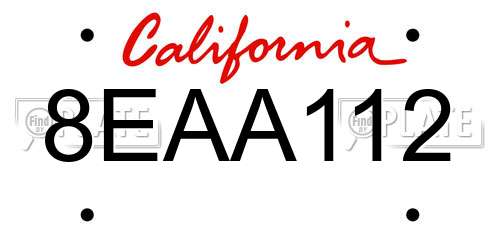8EAA112 California License Plate