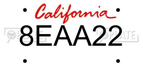 8EAA22 California License Plate