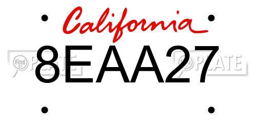 8EAA27 California License Plate
