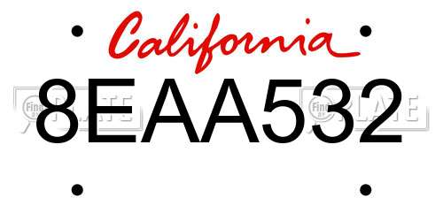 8EAA532 California License Plate