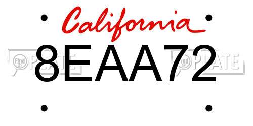 8EAA72 California License Plate