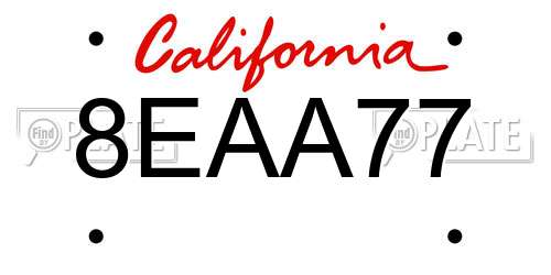 8EAA77 California License Plate