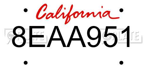 8EAA951 California License Plate