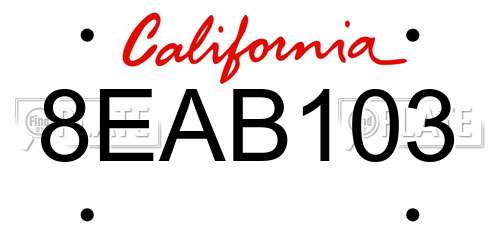 8EAB103 California License Plate