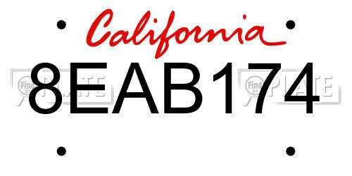 8EAB174 California License Plate