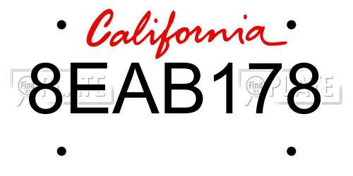 8EAB178 California License Plate