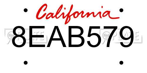 8EAB579 California License Plate