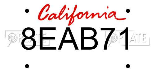 8EAB71 California License Plate