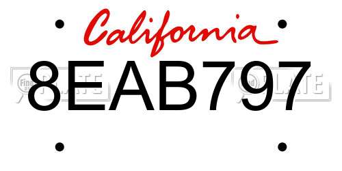 8EAB797 California License Plate