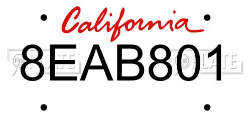 8EAB801 California License Plate