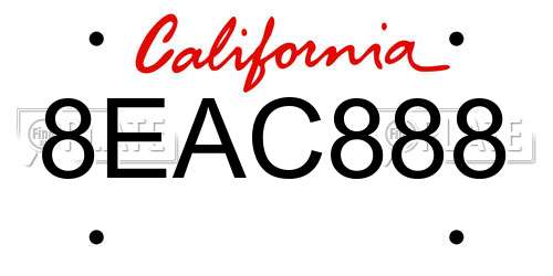 8EAC888 California License Plate