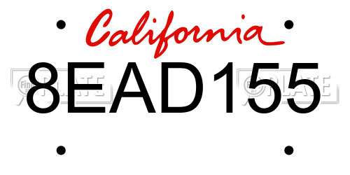 8EAD155 California License Plate