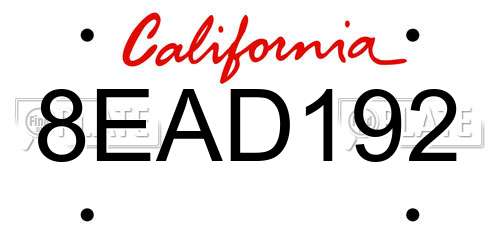 8EAD192 California License Plate
