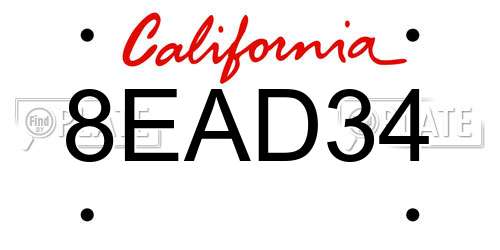8EAD34 California License Plate