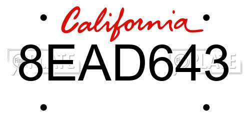 8EAD643 California License Plate