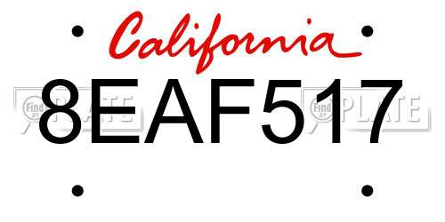 8EAF517 California License Plate