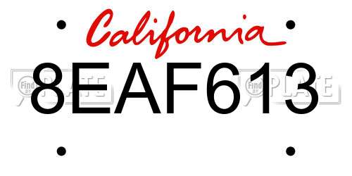 8EAF613 California License Plate
