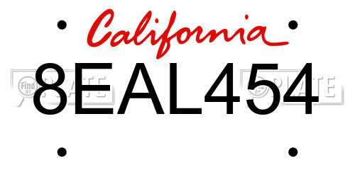 8EAL454 California License Plate