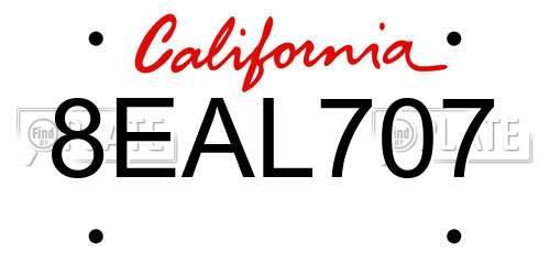8EAL707 California License Plate