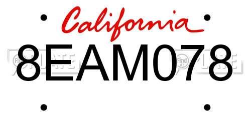 8EAM078 California License Plate