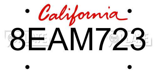 8EAM723 California License Plate