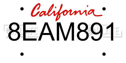 8EAM891 California License Plate