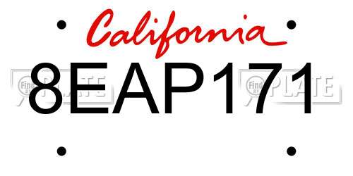 8EAP171 California License Plate