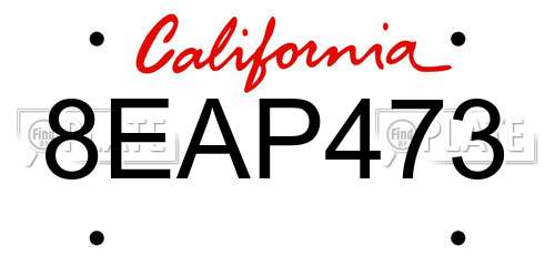 8EAP473 California License Plate
