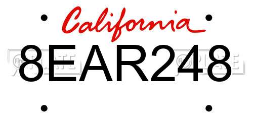 8EAR248 California License Plate