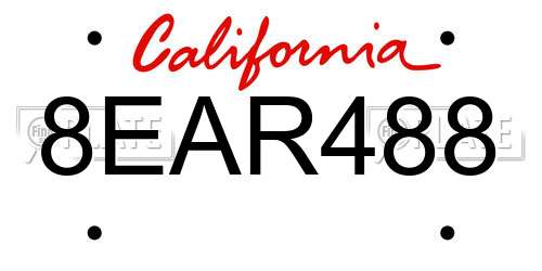 8EAR488 California License Plate