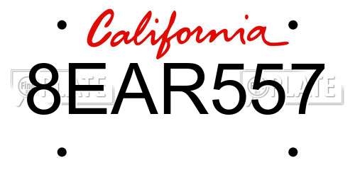 8EAR557 California License Plate
