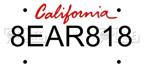 8EAR818 California License Plate