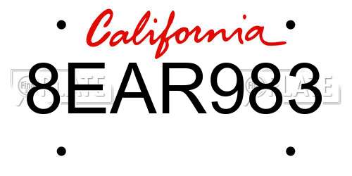 8EAR983 California License Plate