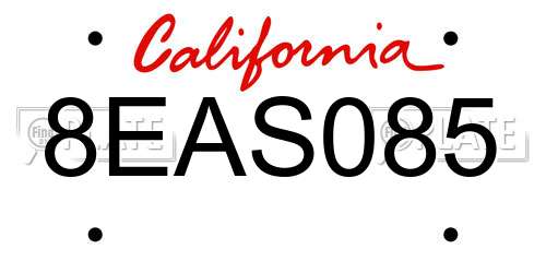 8EAS085 California License Plate