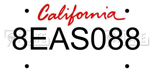 8EAS088 California License Plate