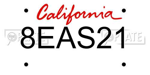8EAS21 California License Plate