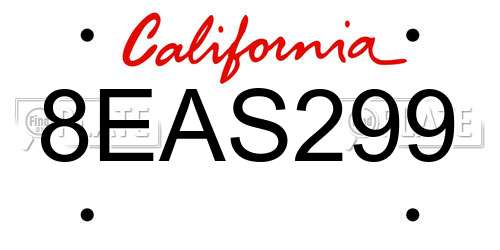 8EAS299 California License Plate