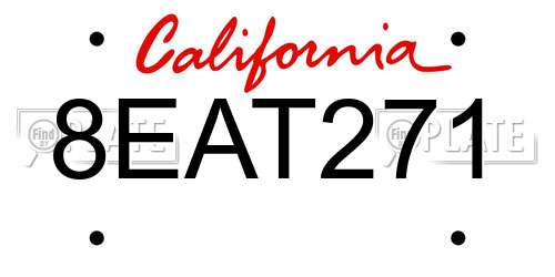 8EAT271 California License Plate