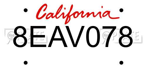 8EAV078 California License Plate
