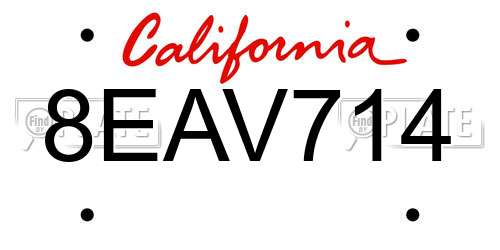 8EAV714 California License Plate