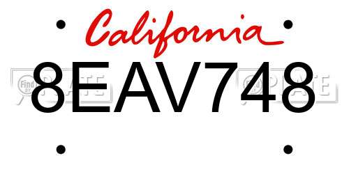8EAV748 California License Plate