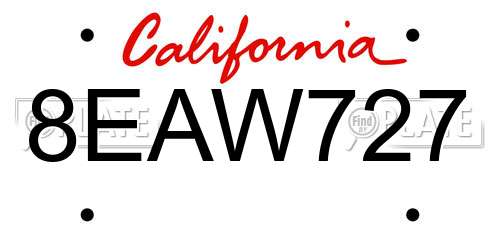8EAW727 California License Plate