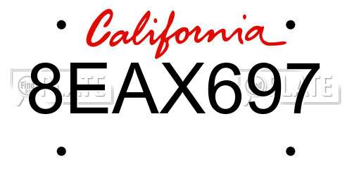 8EAX697 California License Plate