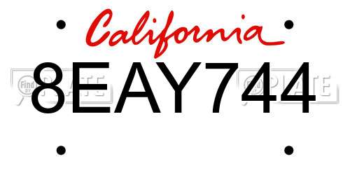 8EAY744 California License Plate