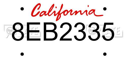8EB2335 California License Plate
